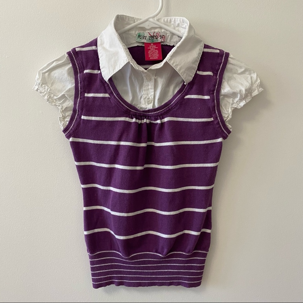 POINT ZERO PURPLE SWEATER VEST WITH COLLAR